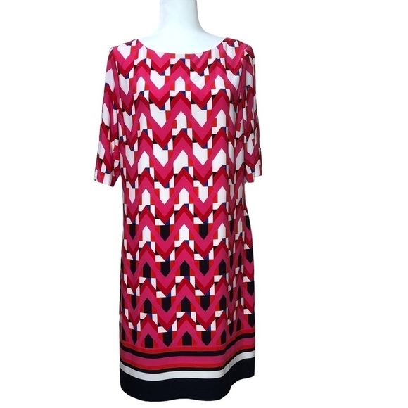 Eliza J Multi-Colored Geometric Patterned Dress Size 14 - Picture 2 of 7